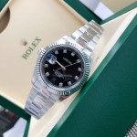Datejust series men's watch with diamonds, black dial, silver bezel, 41mm, silver Oyster bracelet